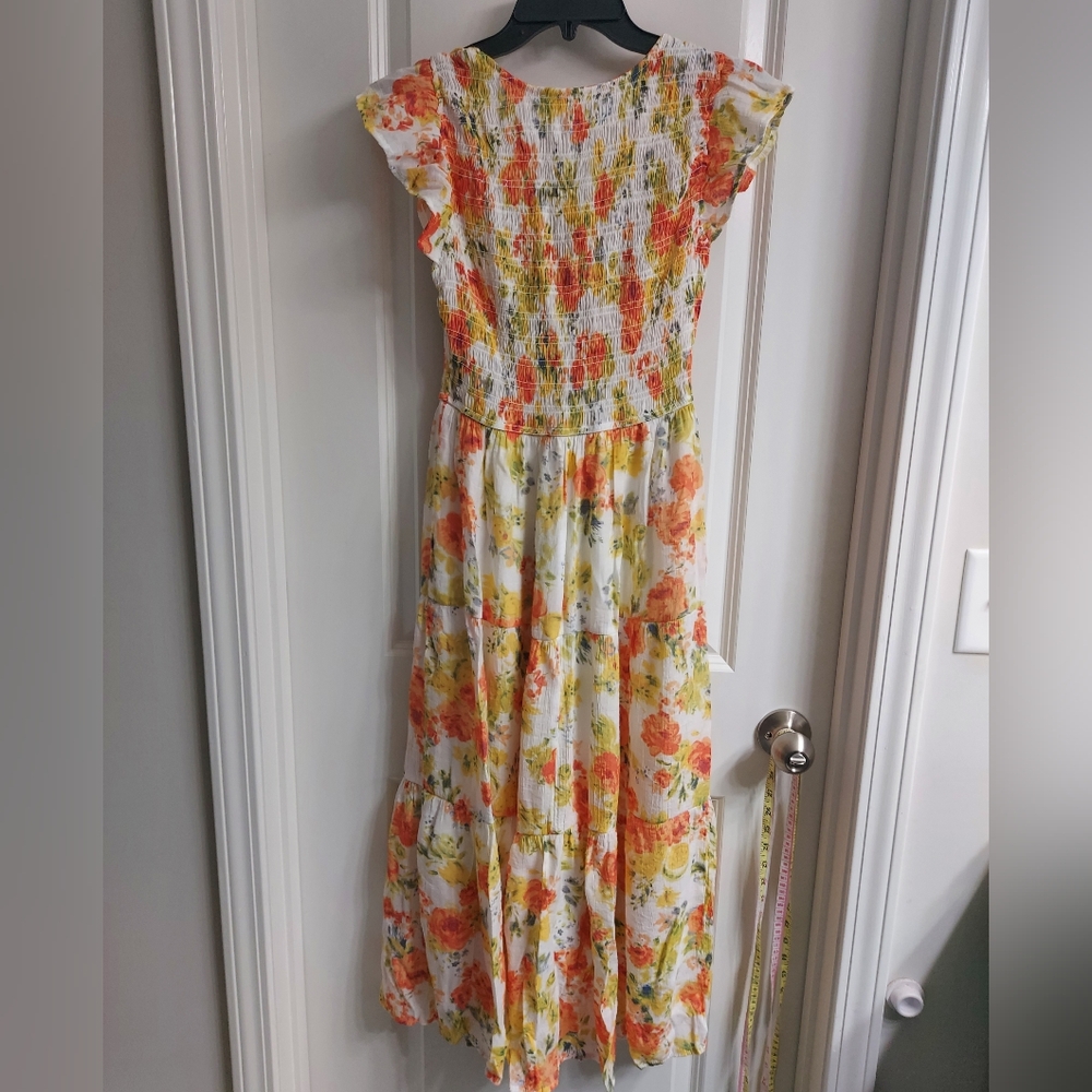 Blu Pepper Floral Dress with Orange and Yellow Accents - Picture 9 of 10